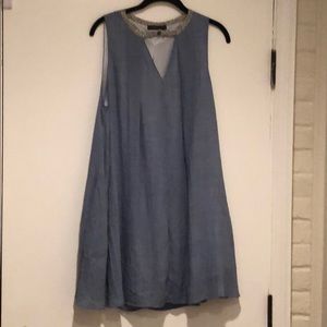 Blue THML Dress with Leopard Print Collar